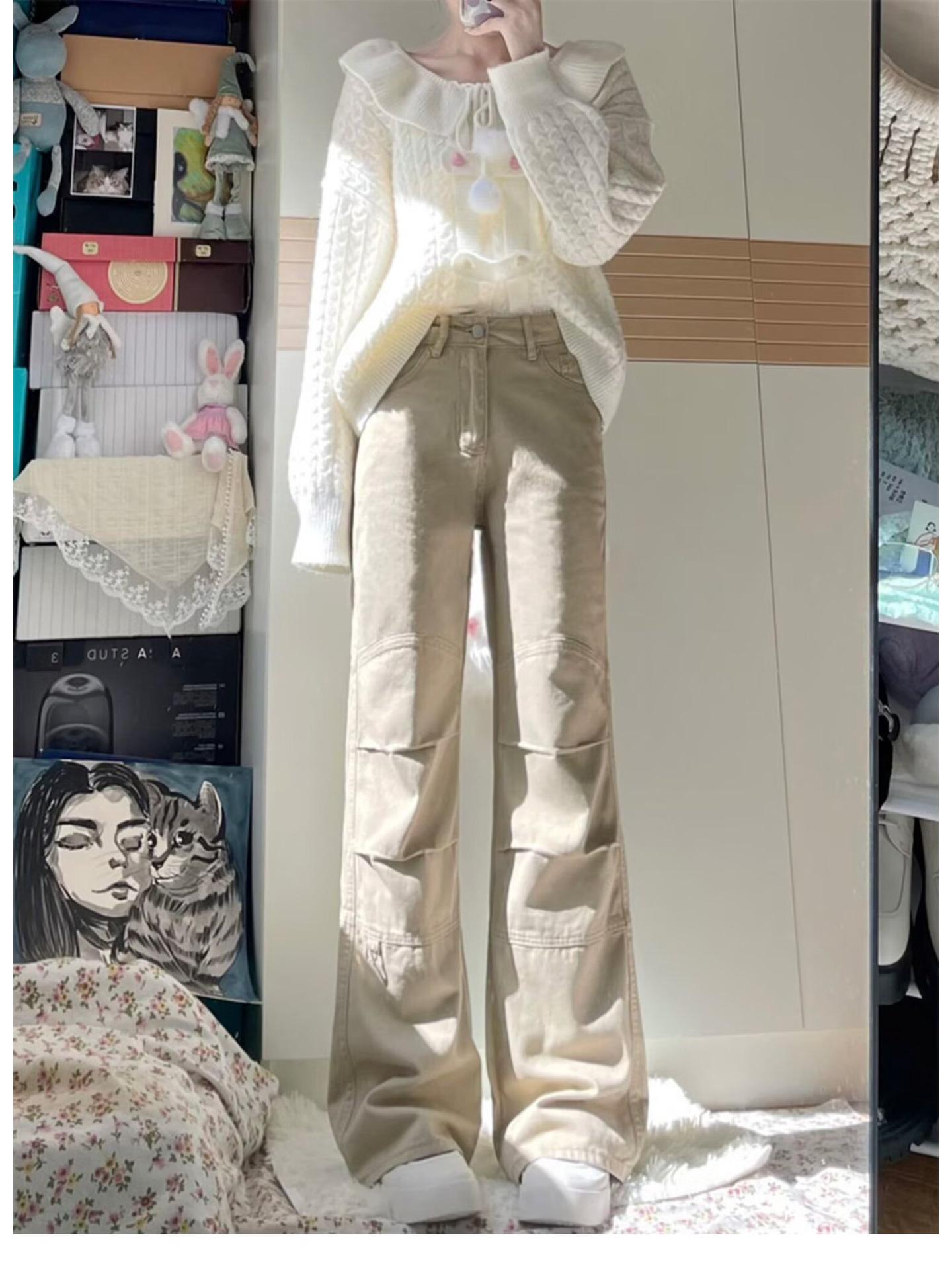 

Джинсовый комбинезон цвета хаки с высокой талией, облегающим прямым кроем и микроклешем 2XL хаки