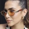 New Style Women's Oval Glasses Frame Metal Material Sun Glasses Cool Small Circular Photography Glasses Travel Leisure Shopping Eyewear UV400