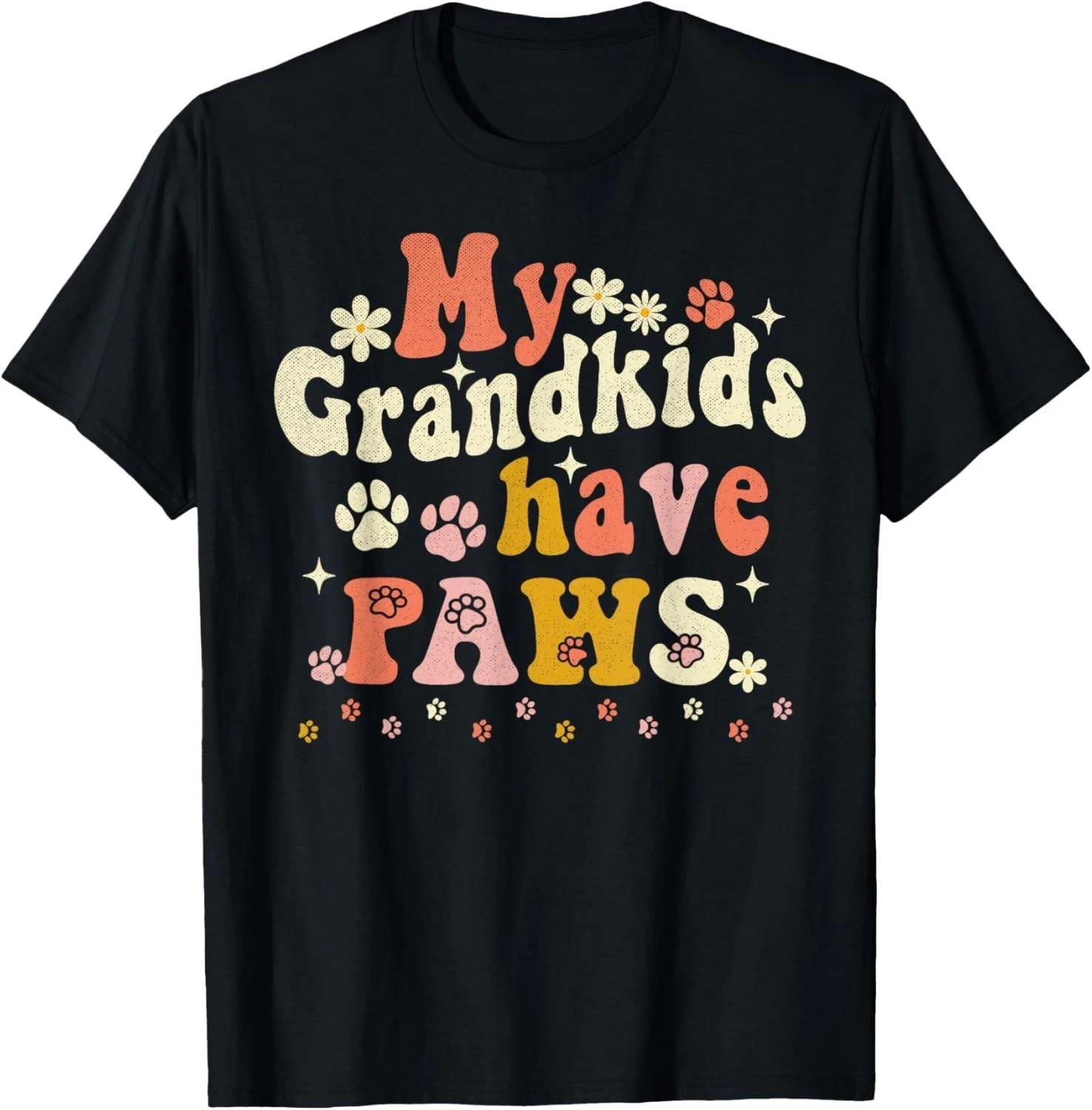 My Grandkids Have Paws Funny Pet Dog Cat Grandma Grandmother T-Shirt S разноцветный