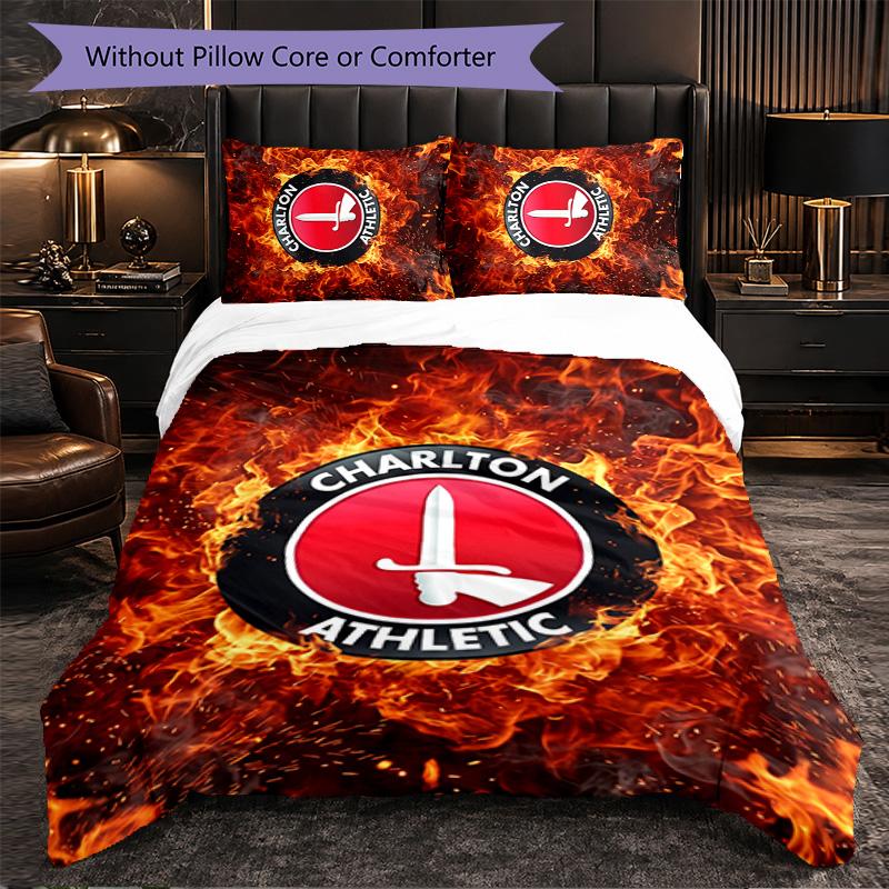Biancheria da letto a tema Charlton Athletic FC Set 3 Pezzi Copripiumino Biancheria da letto Decorativa Per Camera Adolescenti Decorazione Casa