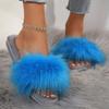 Fashion Winter Fluffy Plush Home Slippers for Women Solid Color Open Toe Flat Fur Slides Woman Comfortable Warm Indoor Bedroom Slippers