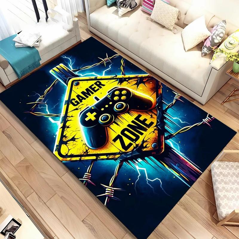 Desenho animado jogo gamer gamepad tapete tapete para sala de estar quarto decoração de casa, tapete de chão antiderrapante decoração sala de jogos infantil sofá capacho