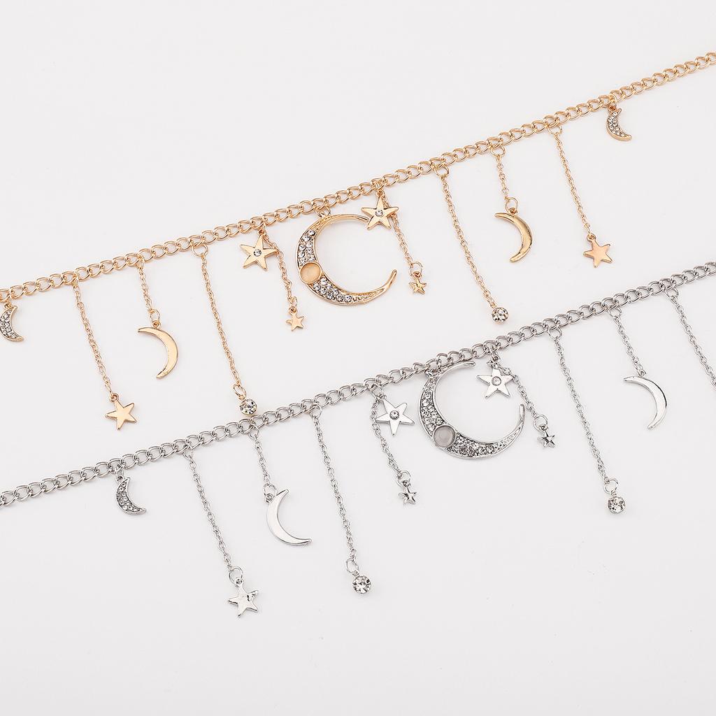 Tooxika Star Moon Pendant Necklace Sexy Bikini Tassel Chain Waist Chain Female