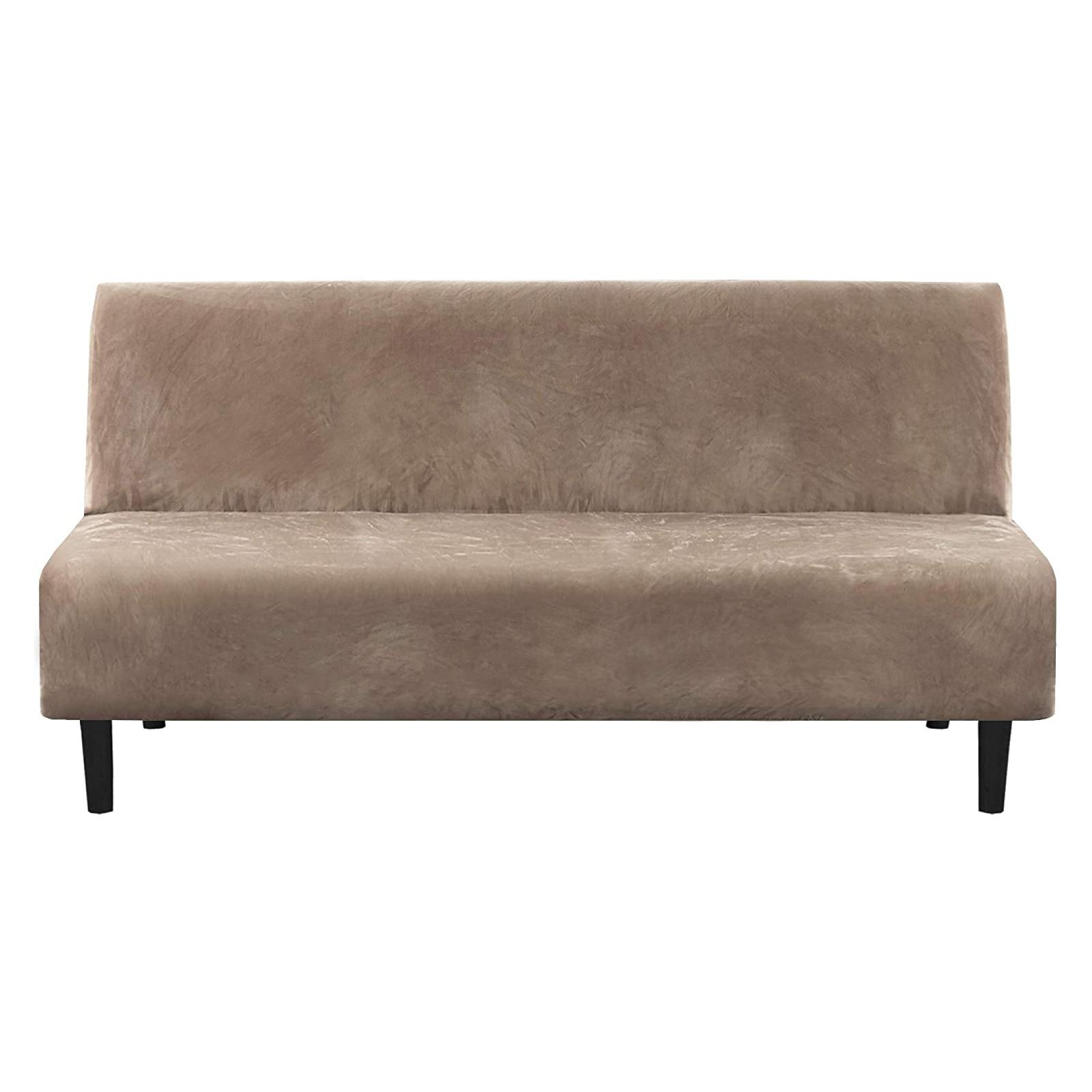 

Новейший чехол-футон, эластичный чехол для дивана-кровати без подлокотников, противоскользящий чехол для мебели без подлокотников с эластичным дном L172-216cm(68-85 ) светло-коричневого