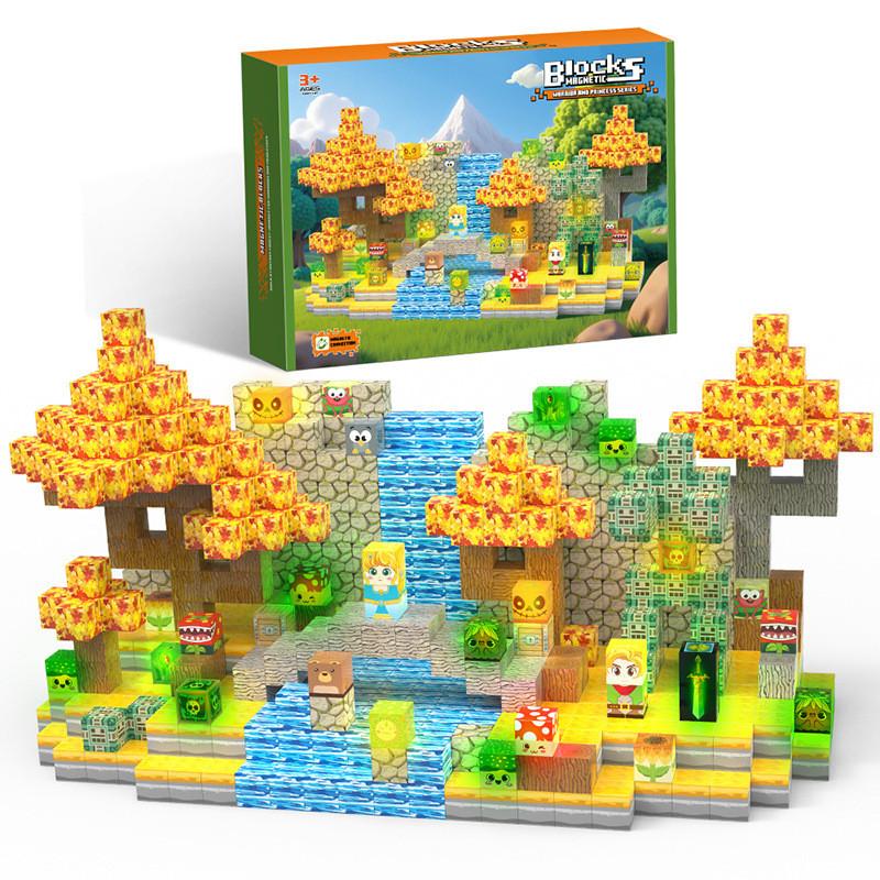 Magnetische Bausteine für Kinder mit Lichteffekten für kreatives Bauen