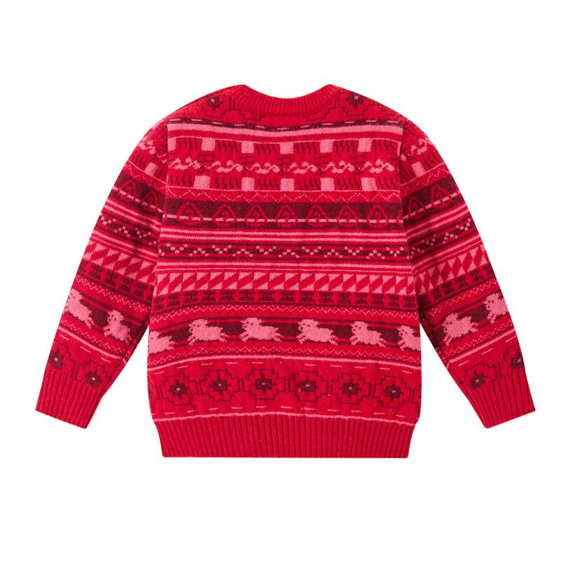 ASK JUNIOR Boys' Festive Red Winter Knit Sweater