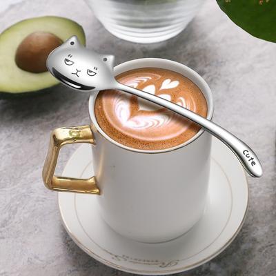 Long Tail Cat Coffee Spoon Tea Spoon Stainless Steel Funny Coffee Spoon Tableware Teaspoon Mini Spoon Kitchen Accessories