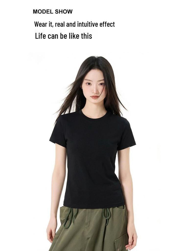 Women's Summer Cotton Three-Protection Short Sleeve T-Shirt: Waterproof, Oil-Proof, Stain-Proof
