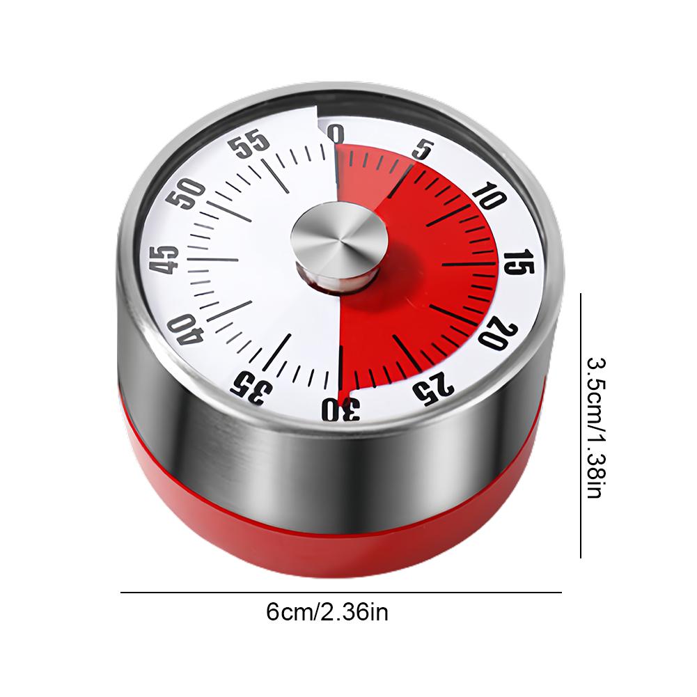Mechanical Countdown Timer Stainless Steel Kitchen Machinery Timer 60 Minute Magnetic Alarm Reminder for Student Learning