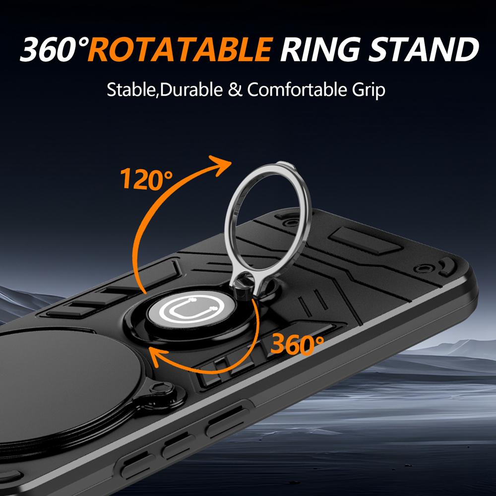 KEYSION Shockproof Armor Case for HONOR X9d 5G Camera Lens Protection Ring Stand Phone Back Cover for Huawei Magic 8 Lite 5G