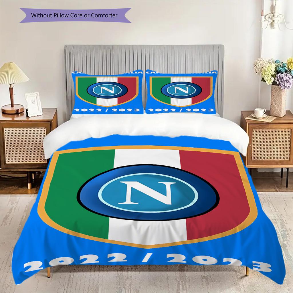 Set Copripiumino Trapuntato con Fantasia SSC Napoli Federa Decorazione per la Casa Regalo di Compleanno (1 * copripiumino + 2 * federa, senza nucleo)