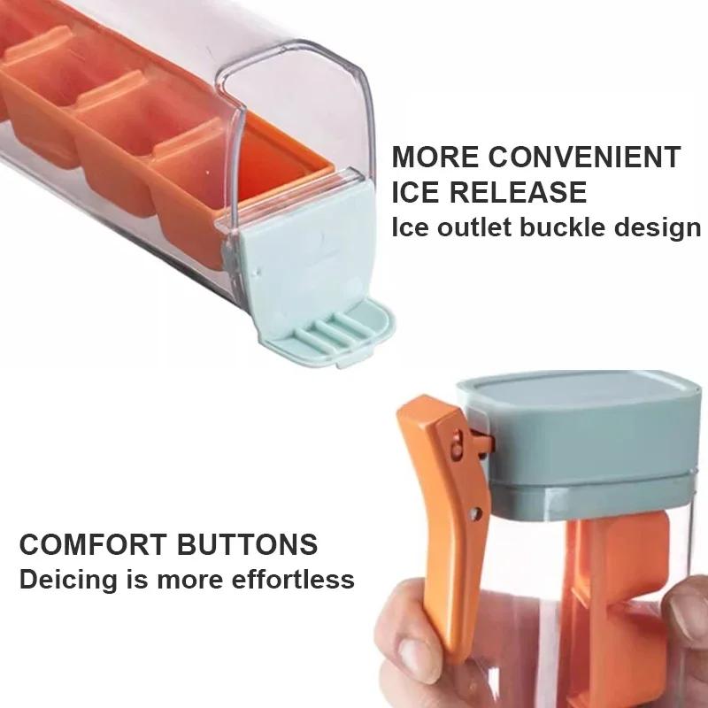 1pc Quick-Freeze Easy Demould Ice Cube Maker with Handle Single Hand Press for Freezer Whiskey Cocktail Juice Drink In Summer