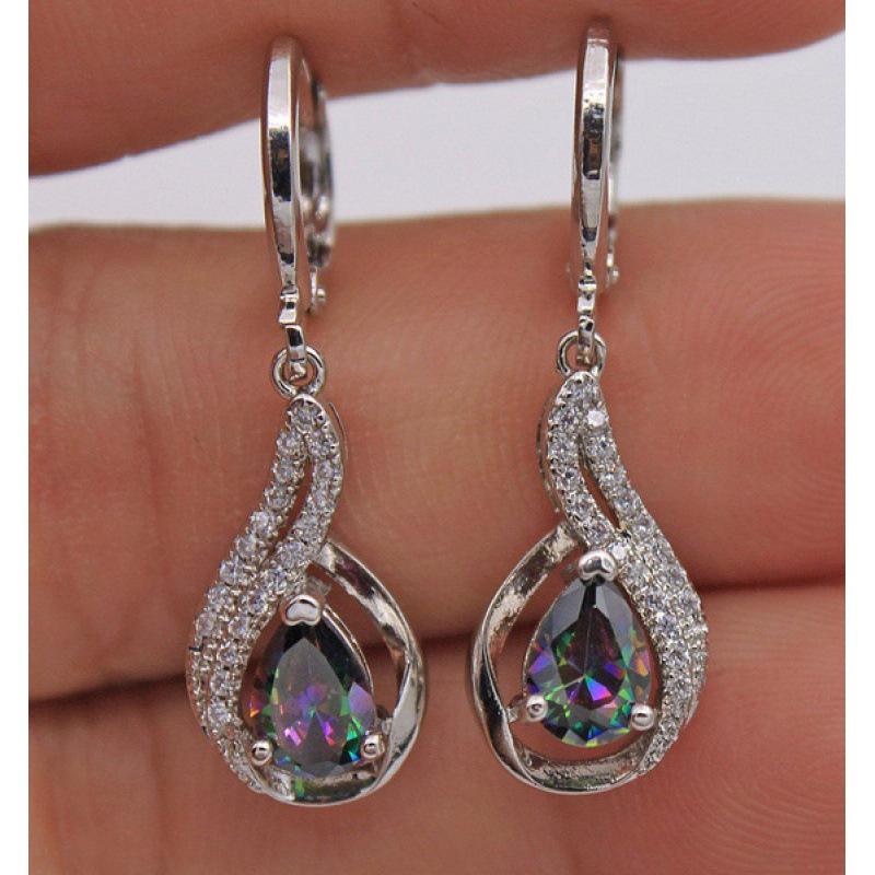 

New popular earrings, water drop zircon diamond-encrusted earrings, ear buckles, women s versatile trinkets різнокольоровий