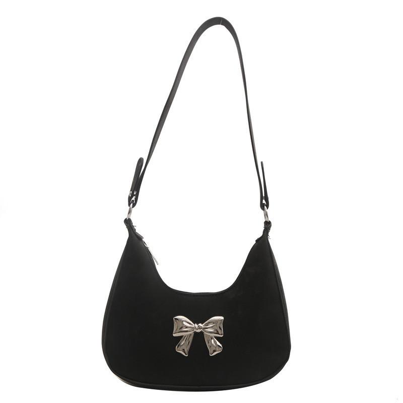 Trendy French-inspired Fashion Handbag 2024 Sweet Pink Bow Pu Shoulder Bag