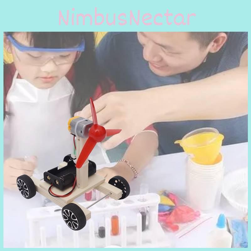 מדע DIY מכונית מונעת באוויר דגם עץ חינוכי לחינוך STEM