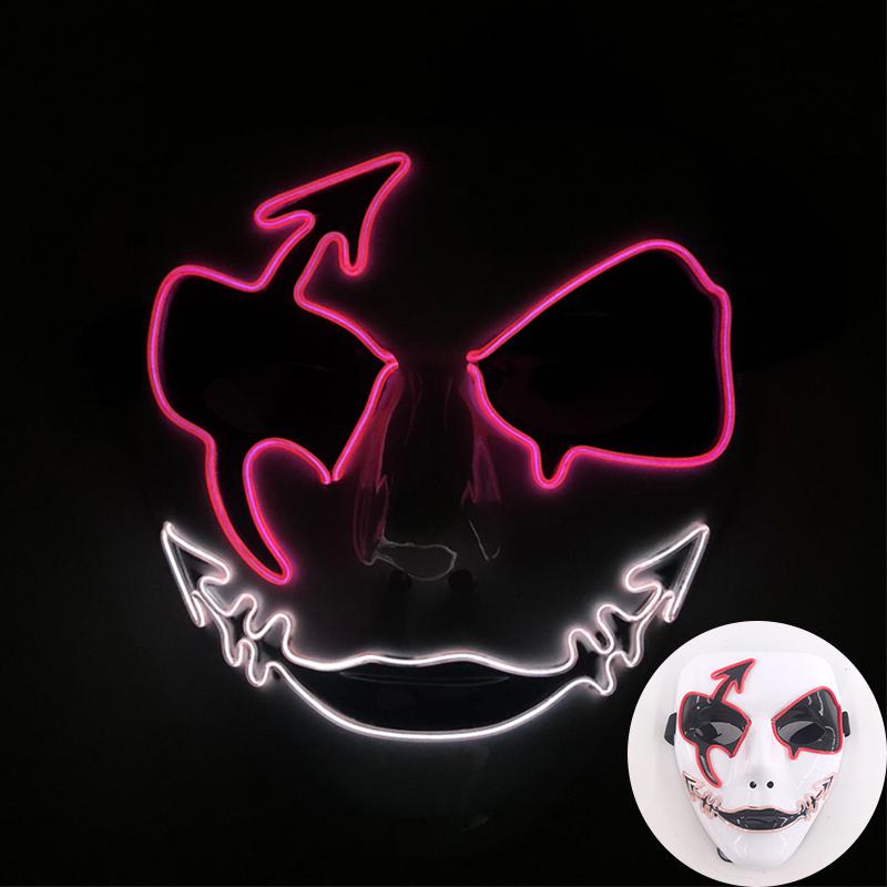 LED Ręcznie malowana Maska Halloween Karnawał Bal maskowy Cosplay Horror Akcesorium Męska Maska Dziwna Maska na twarz Świecąca Maska Disfraz