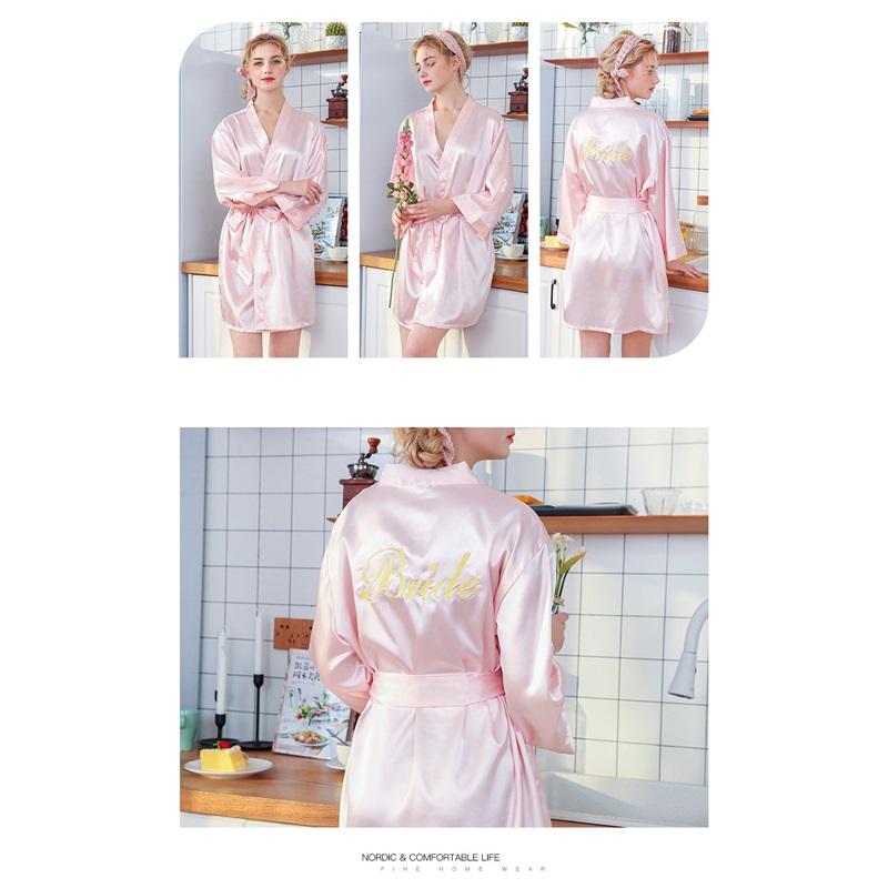 Womens Silk Ice Silk Nightgown Bridal Robe Embroidered Cardigan Robe Luxury Sleepwear Elegant Wedding Gifts
