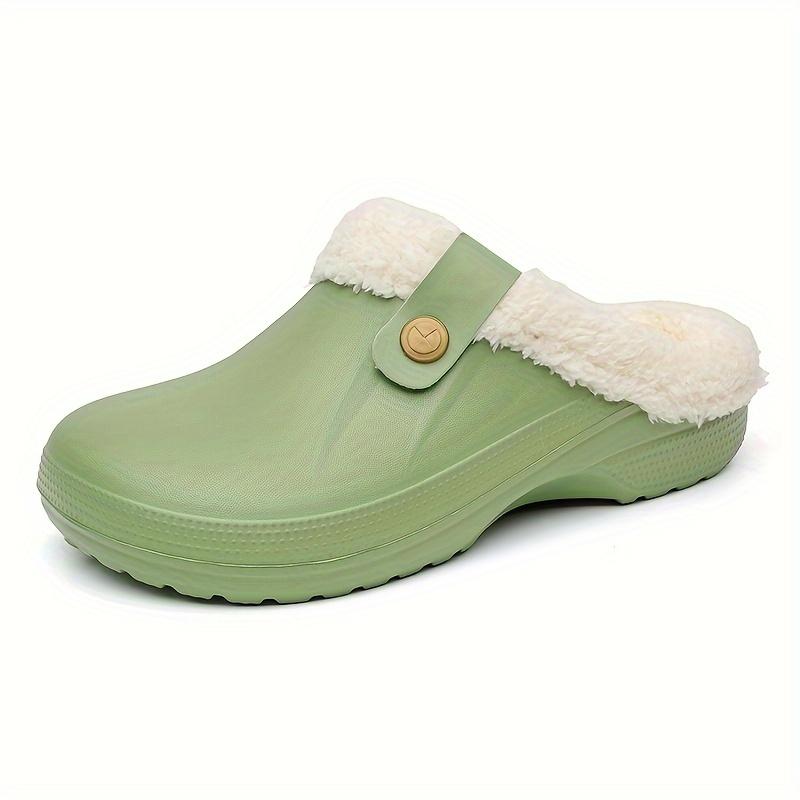 

2023 Winter New Slippers, Solid Color, Slip-on Style, All-season Winter Wear, Flannel Lining, EVA Upper and Sole, Hand Wash or Professional Dry Clean 35-36 зелений