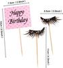 7 STÜCKE Make-up Cupcake Topper Glitzer Kosmetik Lippenstift Wimpern Kuchenspieße Königin Parfüm Wimper Diamant Pinsel Kuchen Topper Set