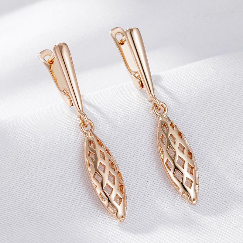 Simple Glossy Dangle Earrings For Women Fashion  Rose Gold Color Accessories High Quality Daily Fine Jewelry
