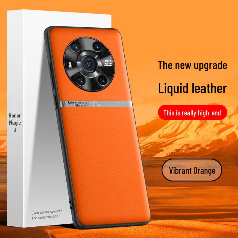 Protective liquid leather case for Honor Magic 3, anti-fall and anti-fouling, one-piece design.