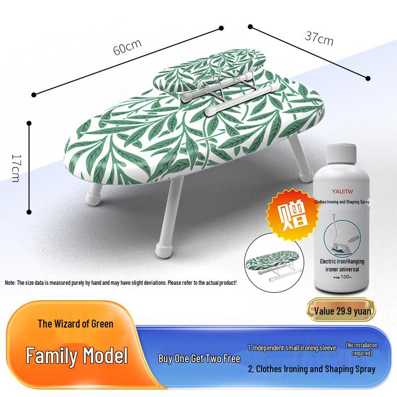 Folding Mini Ironing Board with Ironing Pad and Clothes Rack