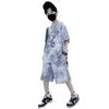 Print Outfit Boys Loose Casual Sets Summer Teen Gradient T-shirts+Shorts Kids Sport Short Sleeve Clothes Suits