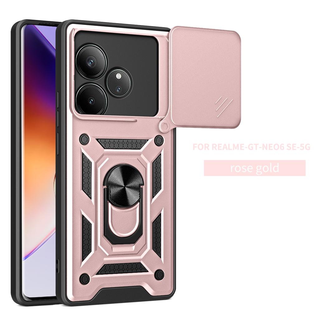 For Realme GT 6 Case Realme GT 6T Cover Realme GT Neo 6 se Magnetic Ring Holder Armor Phone Case Slide Camera Protect Back Cover