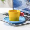 Contrast Colored Meatball Cups and Saucer Set Ceramic Cup Exquisite Coffee Cup Underglaze Colored Water Cup Super Cute Cup