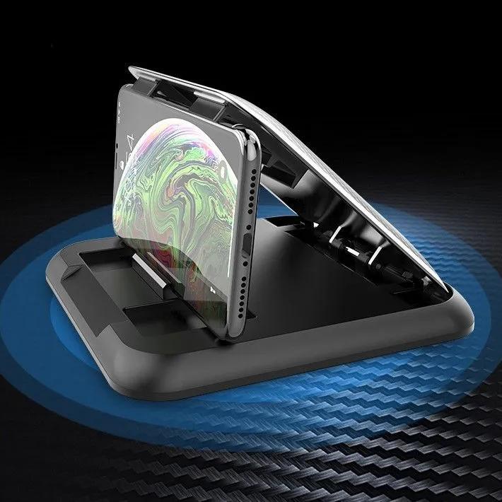 Car holder for phone and smartphone with sun protection. on the dashboard / dashboard of the car