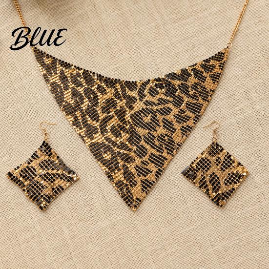 Adjustable Necklace Earrings Set 2Pcs/Set Set Leopard Print Hook