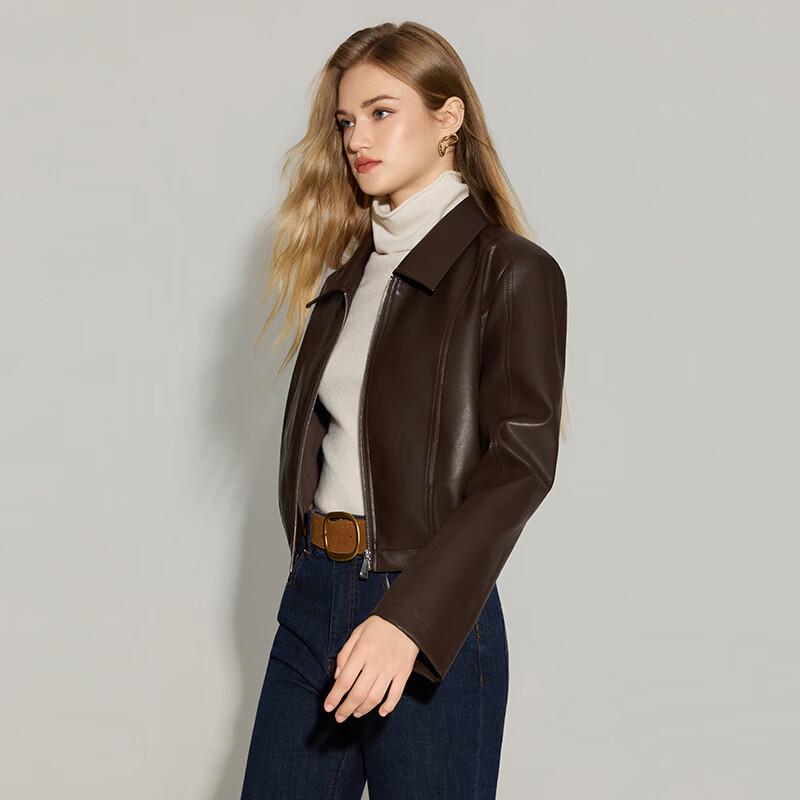 Tatu Women's Autumn/Winter Slim-Fit Lapel PU Leather Jacket