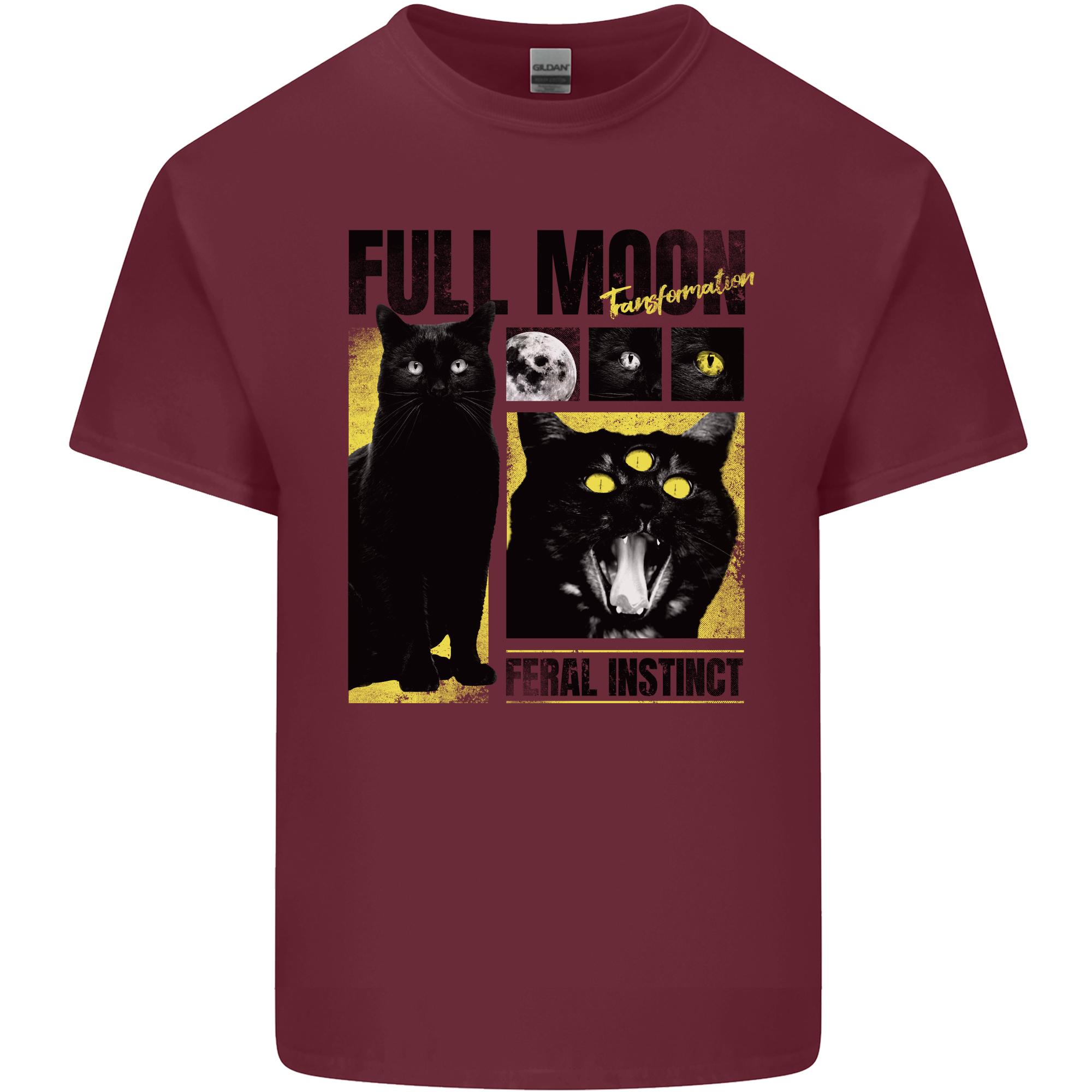 Full Moon Feral Instinct Black Cat Halloween Unisexs Light Cotton TShirt S