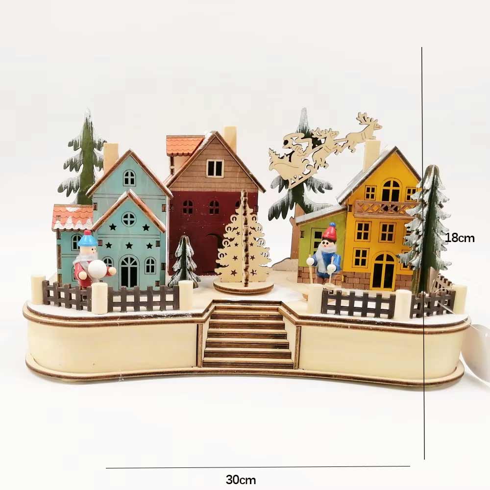 Laser Cut Wooden Christmas Village Scene Hand-Crafted Christmas House Decorations