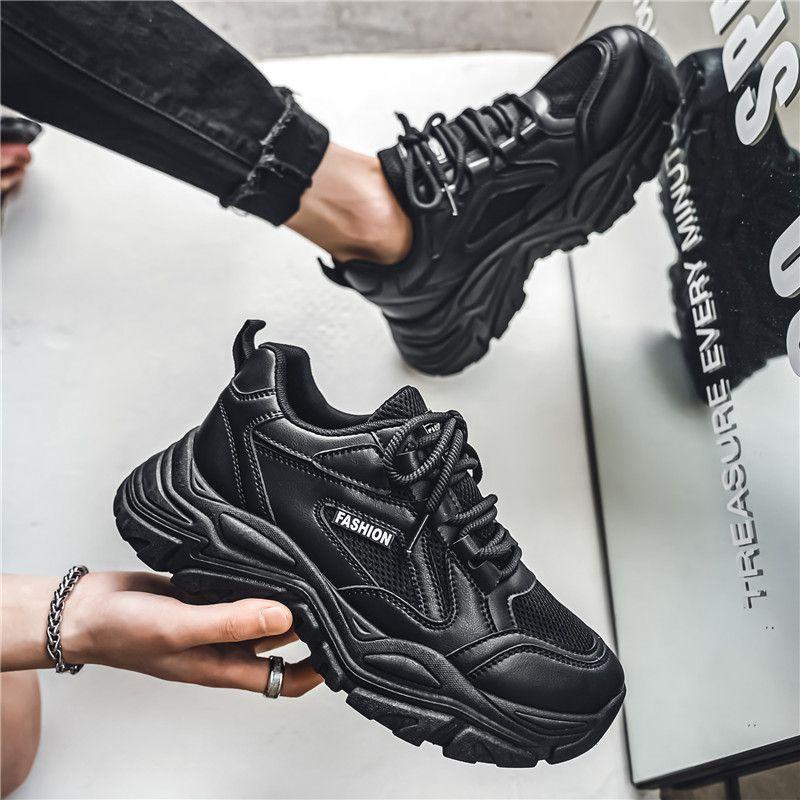 Breathable Running Mesh Upper Thick Platform Male Sports Shoes Stylish Jogging Comfortable Wide Trend 2025 Men's Casual Sneakers