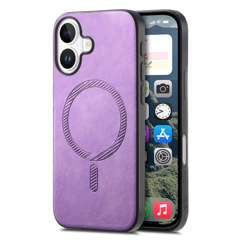 B1 For iPhone 16 Plus Leather Back Case Compatible with MagSafe Skin-Touch Phone Cover