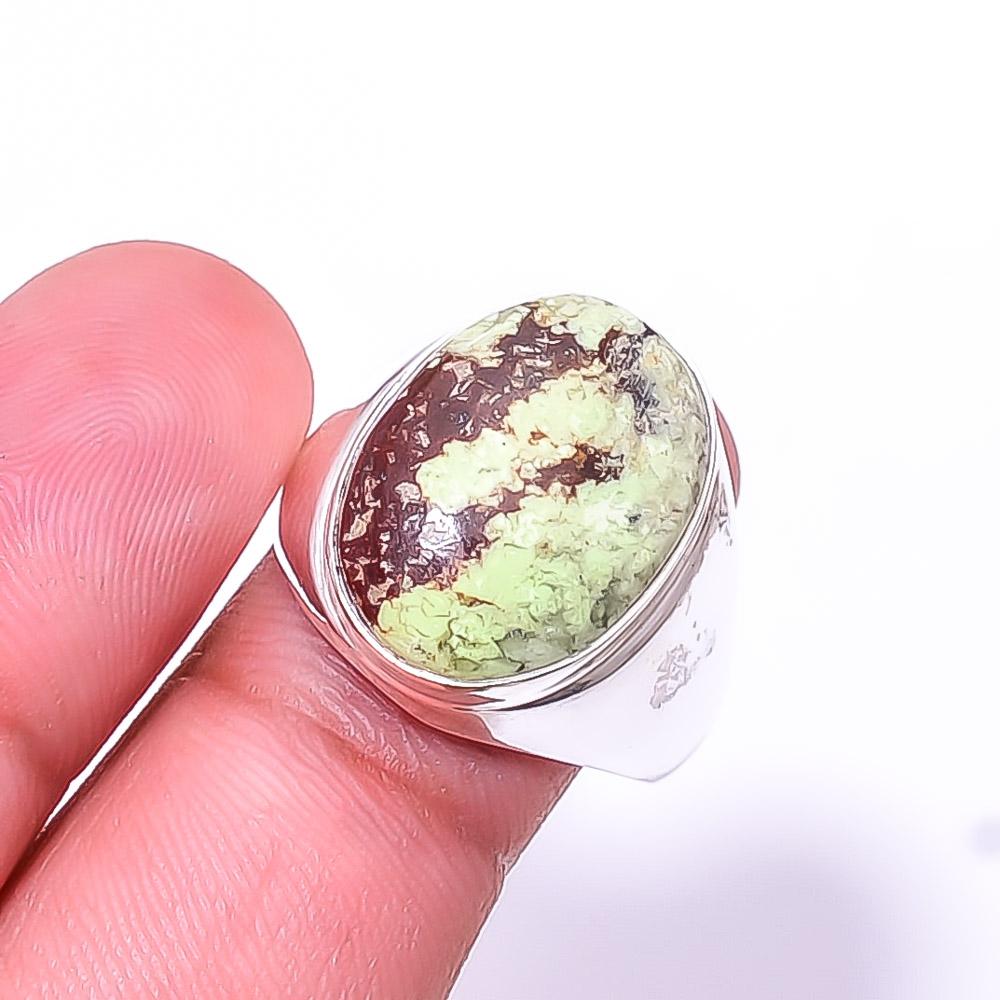 

Boulder Lemon Chrysoprase - Australia Gemstone 925 Sterling Silver Ring S.9 R8