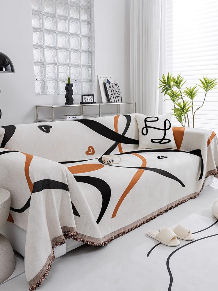 Ins Throw Blanket Simple Couch Bed Sofa Cover Large Cotton Tassel Knitted Blanket Solid Color Nordic Decorative Bedroom Handmade