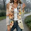 Women's Fashion Floral Print Long Sleeve Ruffle Open Front Cardigan for Casual Wear