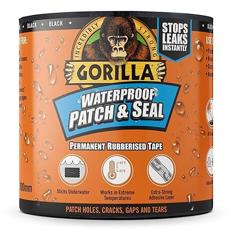 Gorilla Waterproof Patch & Seal Tape Black 100mm X 3m