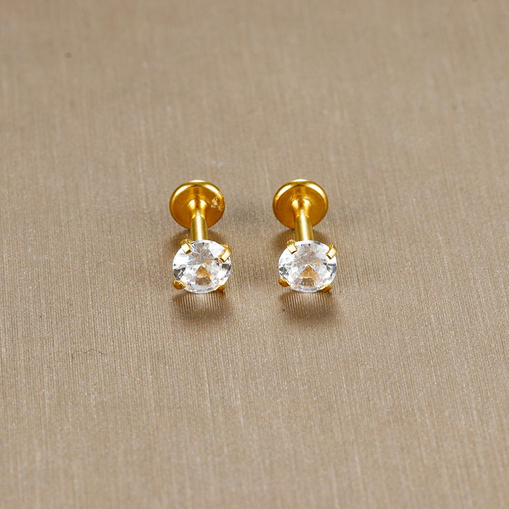 2PC Labret Tragus Stud Earrings 16G Surgical Stainless Steel CZ Crystal Monroe Helix Cartialge Conch Medusa Lip Body Piercing