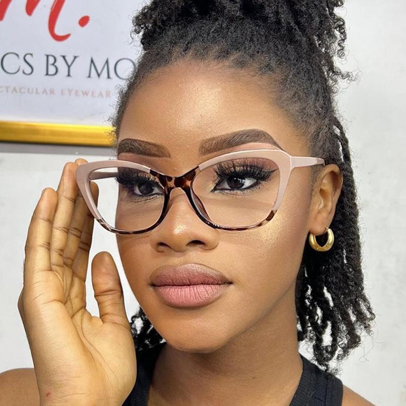 Vintage Anti Blue Light Optical Cat Eye Glasses Women Lady Luxury Brand Designer Myopia Prescription Eyewear Frame Double Color