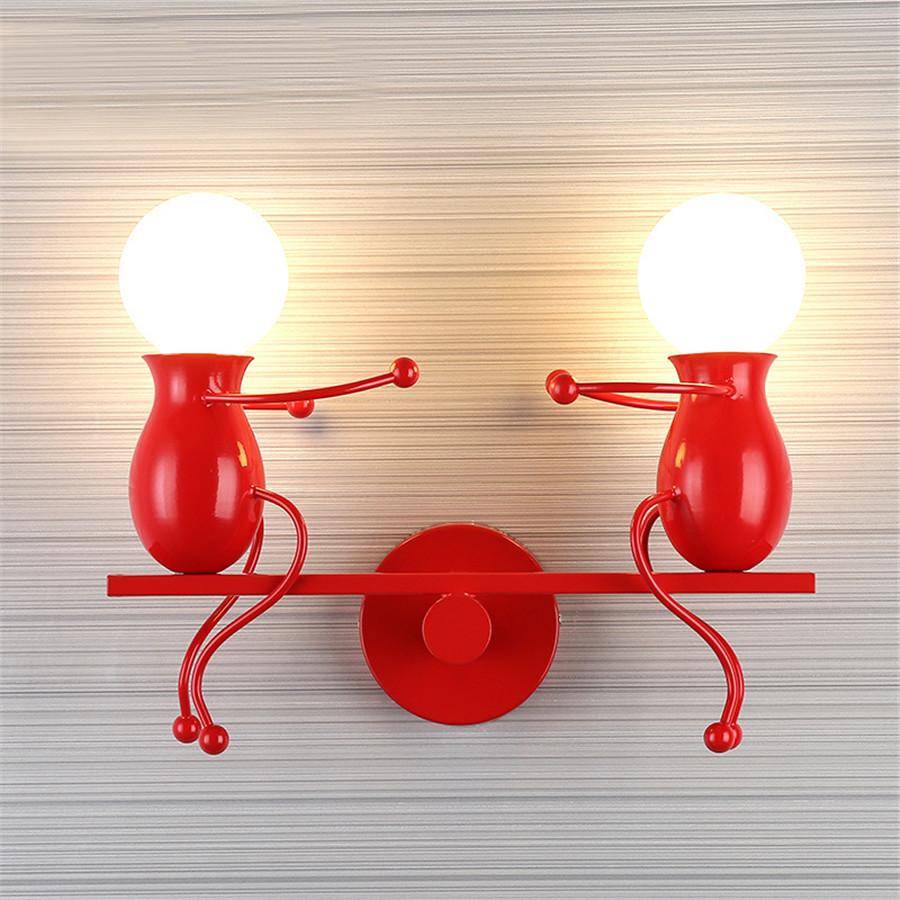 Thrisdar Creative Cartoon Robot LED Wall Lamp Seesaw Iron Sconce Wall Light for Kids Baby Bedroom Beside Corridor Wall Light
