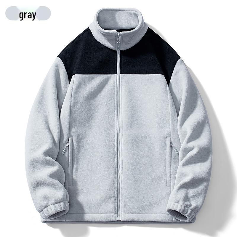 

Унисекс Утепленная Двусторонняя Флисовая Куртка-Кардиган с Воротником-Стойкой - Теплая, Ветрозащитная Осенне-Зимняя L (135-150 jin)