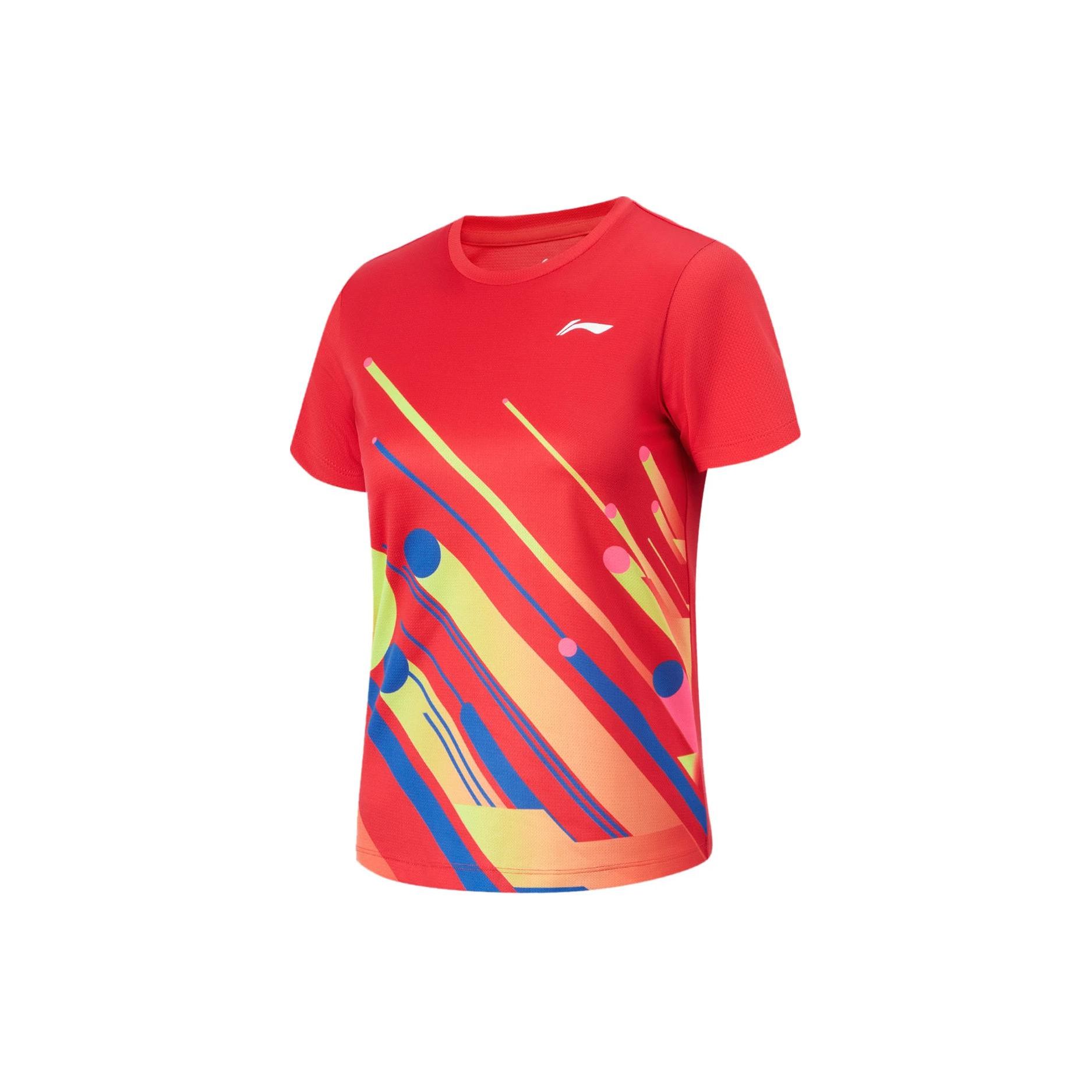 

Li-Ning Soft Comfortable Breathable Sports Pullover Short Sleeve T-Shirt Unisex Tops Cherry-Blossom-Red AATT077-2 S