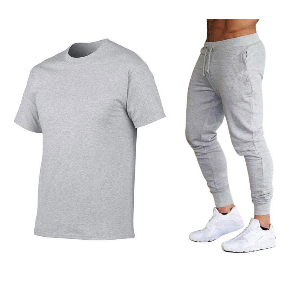 Men's Fashion Short Sleeved Long Pants Set Teenagers' Running Outdoor Sports Two-piece
