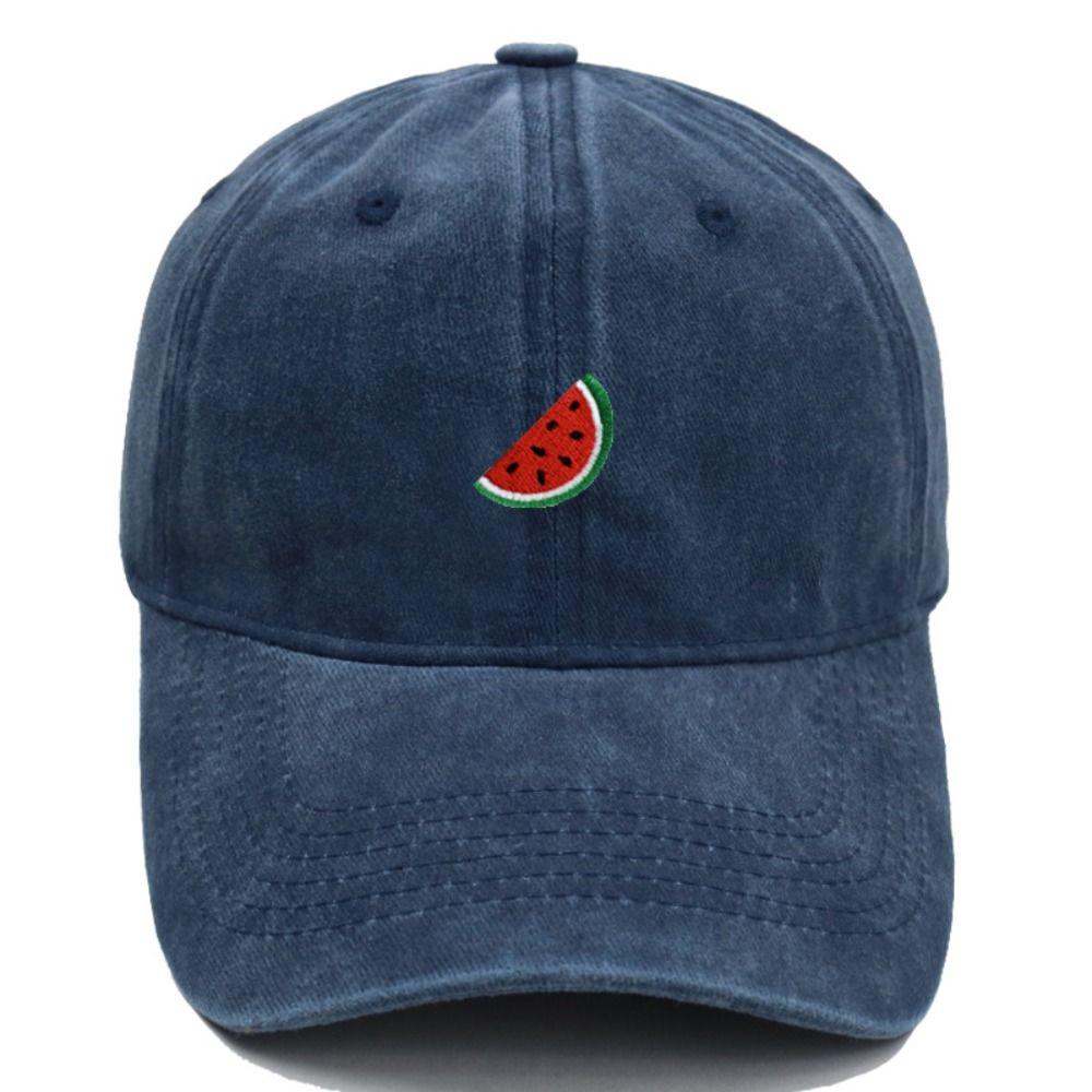 Watermelon Embroidered Baseball Cap Washed Cotton Adjustable Sunscreen Hats Visor Sun Protection Sport Trucker Hat For Man Women