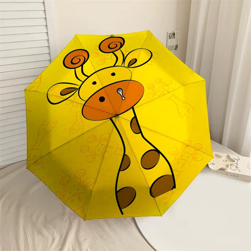 

1PC giraffe pattern Umbrella-8-Rib Reinforced, Automatic Open, Lightweight & Durable, Cute Fashion Accessory for Outdoor-F2654