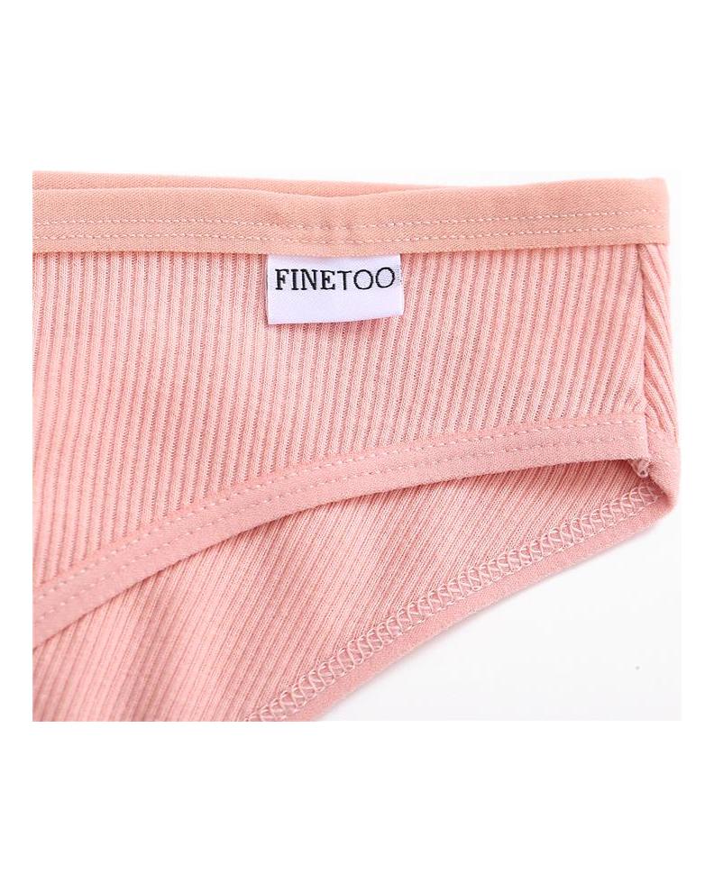 FINETOO 5Pcs/Set Women Cotton Panties Female Underwear Solid Color Underpants Sexy Lingerie Knickers for Woman Briefs Intimates