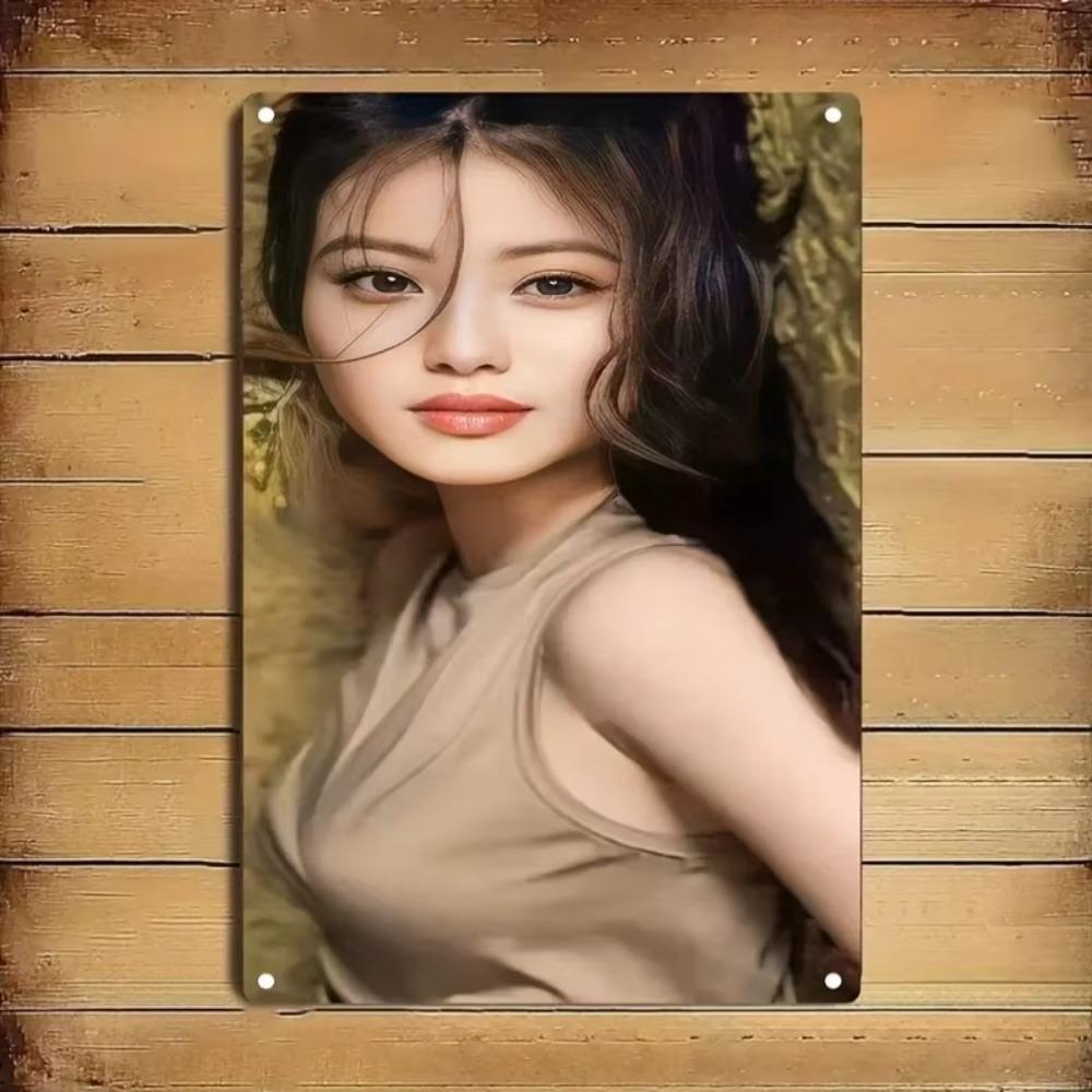 Metal Wall Art Sign Floral Portrait Female Wall Decor for Home Bar Cafe Holiday Gift